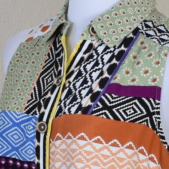 Anthropologie Everyway Shirtdress Patchwork Midi Multi-color Dress - 6 - Picture 3 of 11